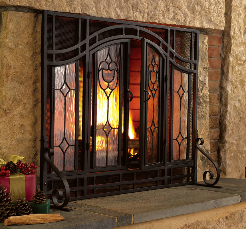 Plow & Hearth Single Panel Glass Fireplace Screen & Reviews Wayfair